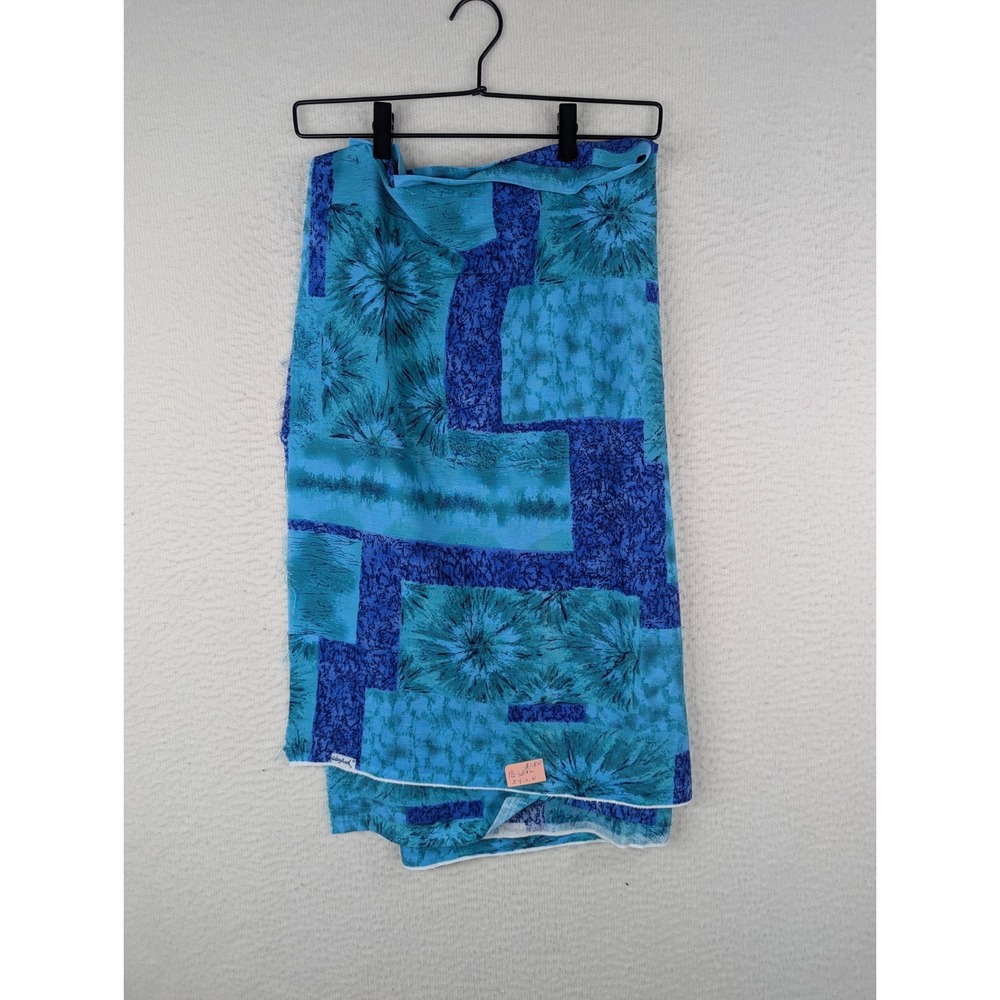 Vintage Galey‎ & Lord Fabric 1.5 Yards W54 New Hawaiian Polynesian Blue Surfer